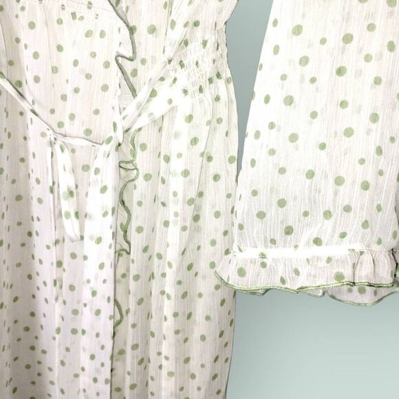 Vtg Oscar de la Renta Womens Robe Sz L Intimatewear Sheer Polka Dot Cozycore Wra - Picture 6 of 10
